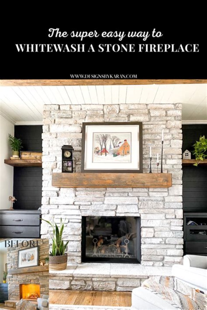 painting stone fireplace