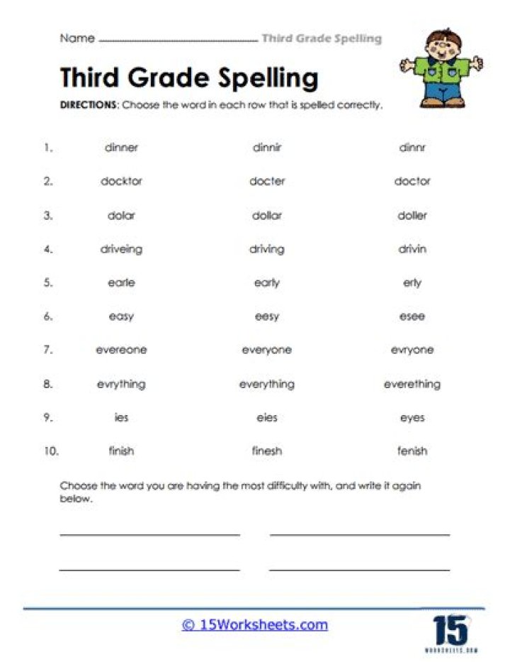 spelling for 3rd graders