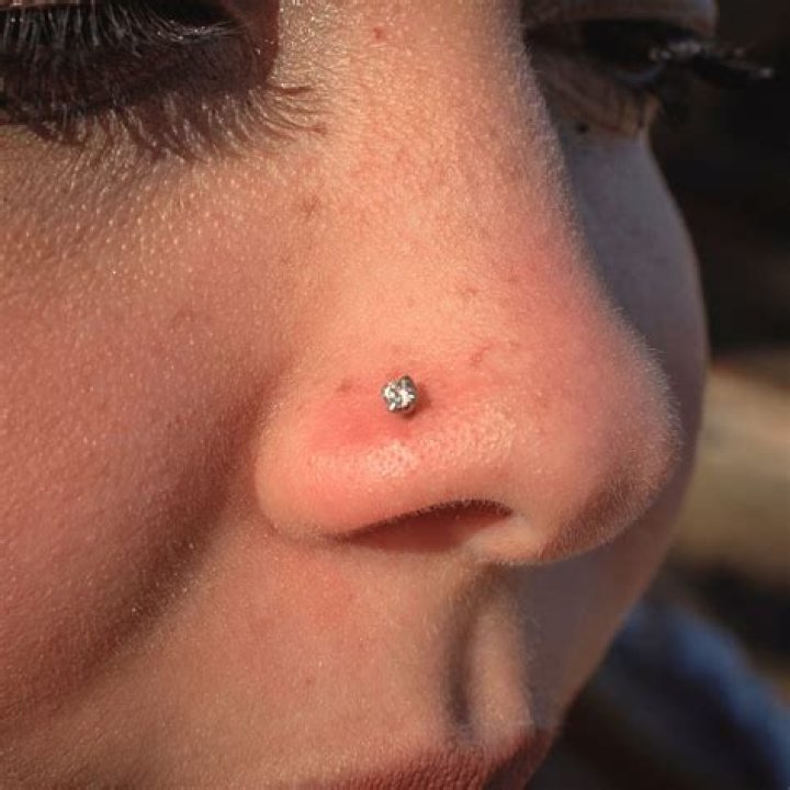 stud nose piercing inside