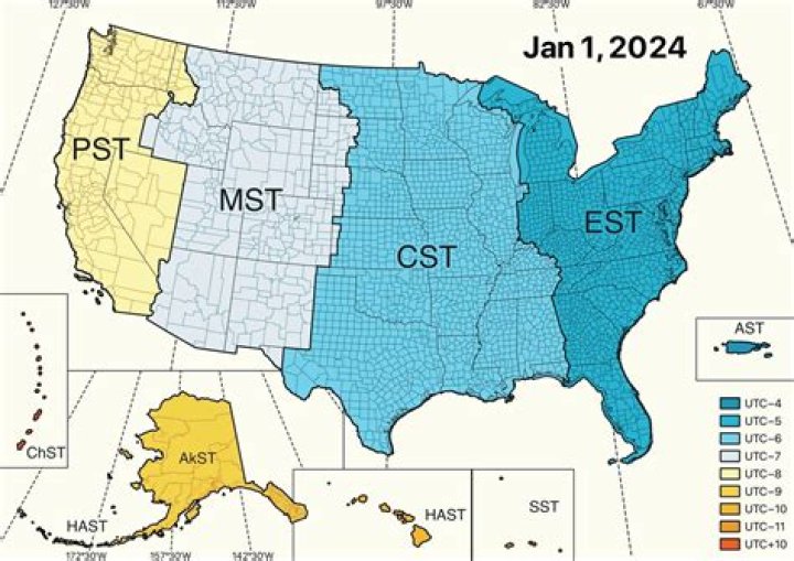 time zone changes map