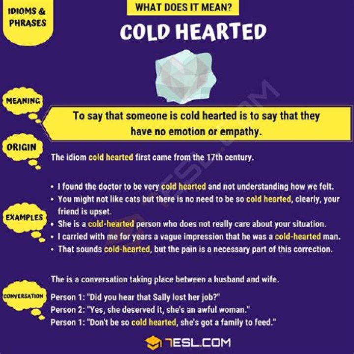 what do cold hearted mean